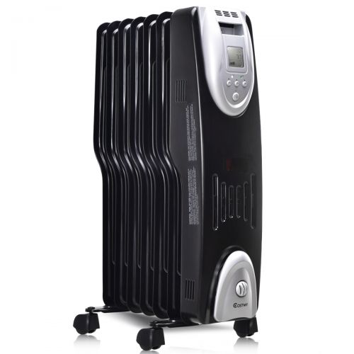 코스트웨이 Costway 1500W Electric Oil Filled Radiator Heater Safe Digital Temperature Adjust Timer