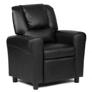 Costway Kids Recliner Armchair Childrens Furniture Sofa Seat Couch Chair wCup Holder Black