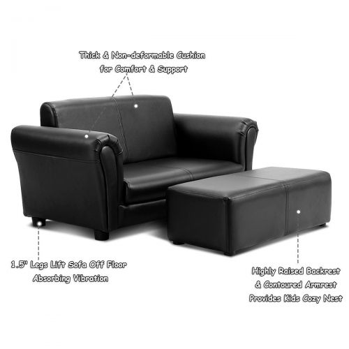 코스트웨이 Costway Kids Sofa Armrest Chair Couch Lounge in Black
