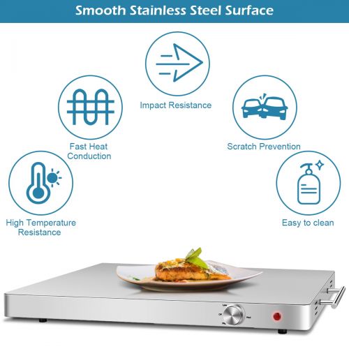 코스트웨이 Costway Electric Warming Tray Food Dish Warmer Stainless Steel Hot Plate Buffet Tabletop