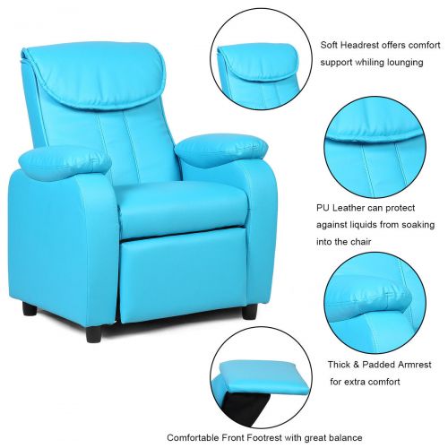 코스트웨이 Costway Kid Recliner Sofa Armrest Chair Couch Children Living Room Furniture Home Blue