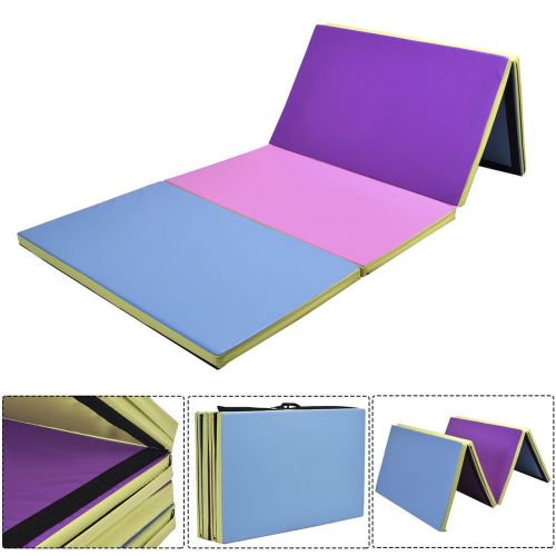 코스트웨이 Costway 4x10x2 Gymnastics Mat Folding PU Panel Gym Fitness Exercise Multi-Colors