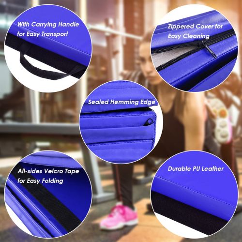 코스트웨이 Costway 6x 4 Tri-Fold Gymnastics Mat Thick Folding Panel Gym Fitness Exercise Blue