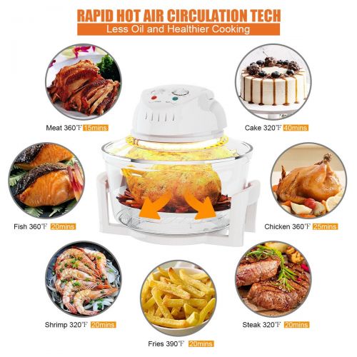 코스트웨이 Costway 12.68-18 Quart 1300W Infrared Halogen Convection Turbo Oven Cooker Glass Bowl