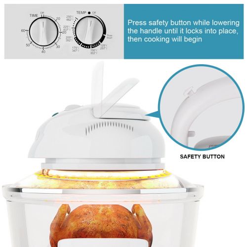 코스트웨이 Costway 12.68-18 Quart 1300W Infrared Halogen Convection Turbo Oven Cooker Glass Bowl