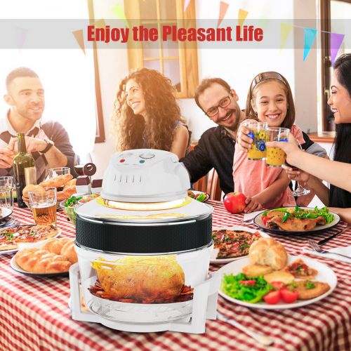 코스트웨이 Costway 12.68-18 Quart 1300W Infrared Halogen Convection Turbo Oven Cooker Glass Bowl