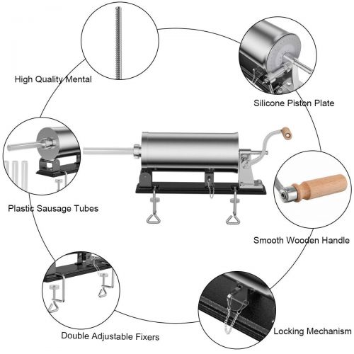 코스트웨이 Costway 3.6L Sausage Stuffer Maker Meat Filler Machine Stainless Steel Commercial