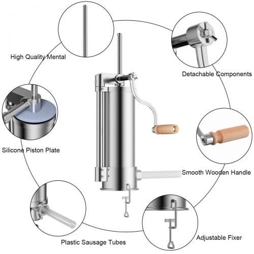 코스트웨이 Costway 6L 10LB Sausage Stuffer Maker Meat Filler Stainless Steel Commercial Restaurant