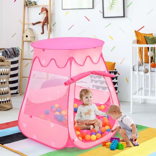 코스트웨이 Costway Kid Outdoor Indoor Princess Play Tent Playhouse Ball Tent Toddler Toys w 100 Balls