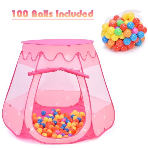 코스트웨이 Costway Kid Outdoor Indoor Princess Play Tent Playhouse Ball Tent Toddler Toys w 100 Balls