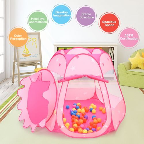 코스트웨이 Costway Kid Outdoor Indoor Princess Play Tent Playhouse Ball Tent Toddler Toys w 100 Balls