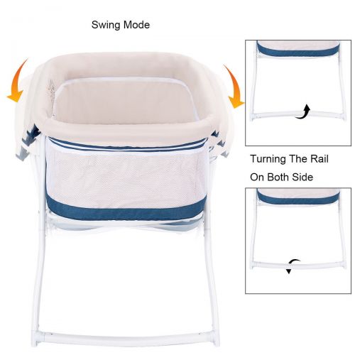 코스트웨이 Costway BabyJoy Foldaway Baby Bassinet Crib Newborn Rocking Sleeper Traveler Portable Bag Beige