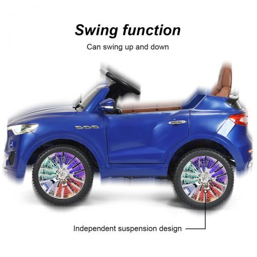 코스트웨이 Costway 6V Licensed Maserati Kids Ride On Car RC Remote Control Opening Doors MP3 Swing White