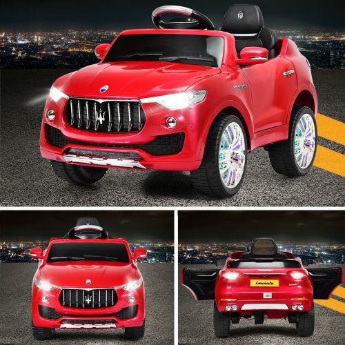 코스트웨이 Costway 6V Licensed Maserati Kids Ride On Car RC Remote Control Opening Doors MP3 Swing Red