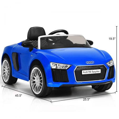 코스트웨이 Costway 12V Audi R8 Spyder Licensed Electric Kids Ride On Car RC Suspension MP3 Lights RedWhiteBlue