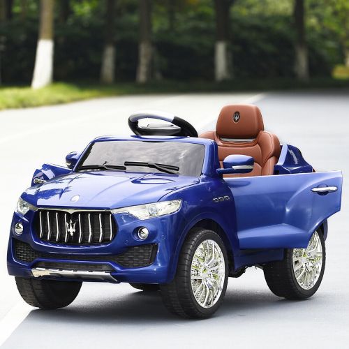 코스트웨이 Costway 6V Licensed Maserati Kids Ride On Car RC Remote Control Opening Doors MP3 Swing Blue