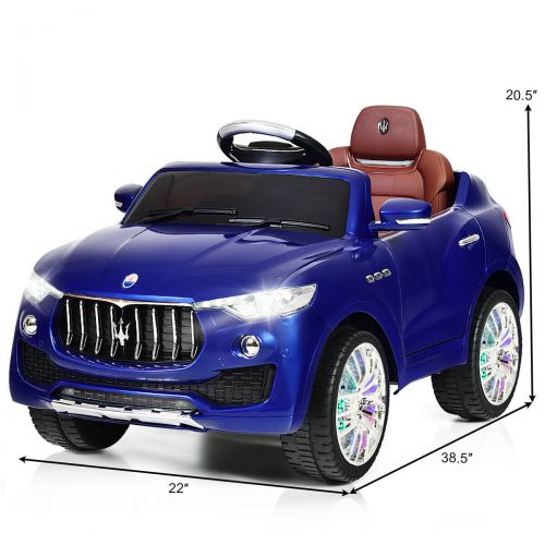 코스트웨이 Costway 6V Licensed Maserati Kids Ride On Car RC Remote Control Opening Doors MP3 Swing Blue