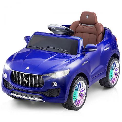 코스트웨이 Costway 6V Licensed Maserati Kids Ride On Car RC Remote Control Opening Doors MP3 Swing Blue