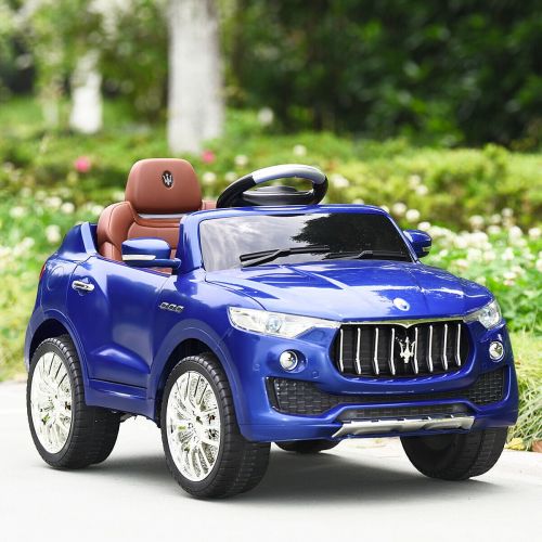 코스트웨이 Costway 6V Licensed Maserati Kids Ride On Car RC Remote Control Opening Doors MP3 Swing Blue