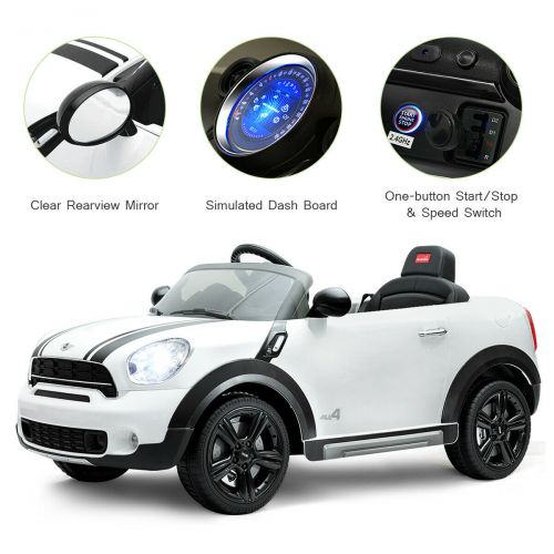 코스트웨이 Costway 12V Electric Mini Countryman Licensed Kids Ride On Car Remote Controller White