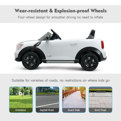 코스트웨이 Costway 12V Electric Mini Countryman Licensed Kids Ride On Car Remote Controller White