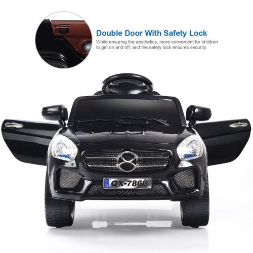 코스트웨이 Costway Goplus 6V Kids Ride On Car RC Remote Control Battery Powered w LED Lights MP3 Black