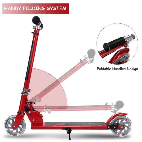 코스트웨이 Costway Goplus Folding Aluminum 2 Wheel Kids Kick Scooter Adjustable Height LED Light Up