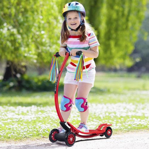 코스트웨이 Costway Goplus Aluminum Portable Foldable Kick U Shape Scooter for Children Kids Wheels Outdoor