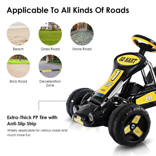 코스트웨이 Costway Go Kart Kids Ride On Car Pedal Powered Car 4 Wheel Racer Toy Stealth Outdoor