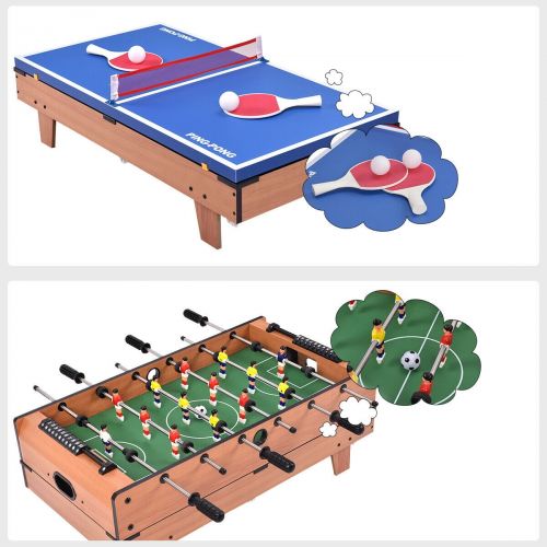 코스트웨이 Costway 4 In 1 Multi Game Air Hockey Tennis Football Pool Table Billiard Swivel Indoor