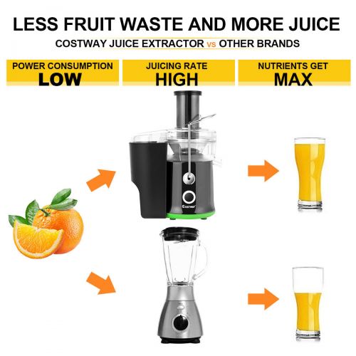 코스트웨이 Costway Electric Juicer Wide Mouth Fruit & Vegetable Centrifugal Juice Extractor 2 Speed