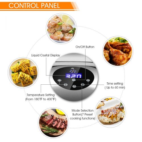 코스트웨이 Costway 1400W Electric Air Fryer 3.4QT Oil Free LCD Touch Timer and Temperature Control