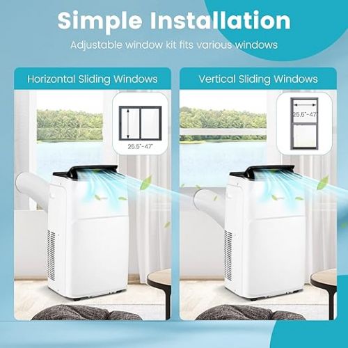 코스트웨이 COSTWAY 13,000 BTU Portable Air Conditioner, Smart WiFi Enabled AC with App & Voice Control, with Cool, Fan, Heat & Dehumidifier, Sleep Mode, 24H Timer, Remote Control & Window Kit