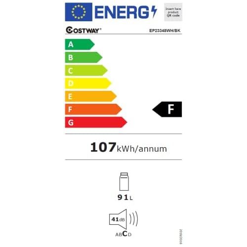 코스트웨이 COSTWAY Kuehlschrank mit Gefrierfach Standkuehlschrank Gefrierschrank Kuehl-Gefrier-Kombination/A+ / 91L / Schwarz