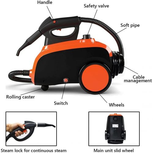 코스트웨이 [아마존베스트]COSTWAY Multipurpose Steam Cleaner with 19 Accessories, Heavy Duty Household Steamer Chemical-Free Cleaning, 1.5L Dual-Tank Rolling Cleaning Machine for Carpet, Floors, Windows and