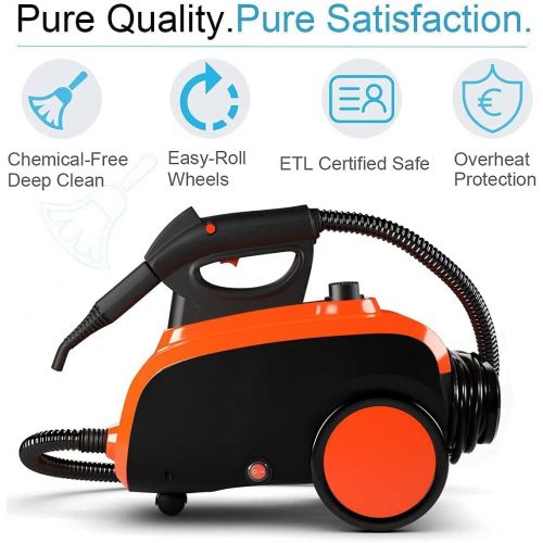 코스트웨이 [아마존베스트]COSTWAY Multipurpose Steam Cleaner with 19 Accessories, Heavy Duty Household Steamer Chemical-Free Cleaning, 1.5L Dual-Tank Rolling Cleaning Machine for Carpet, Floors, Windows and