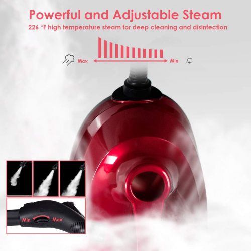 코스트웨이 [아마존베스트]COSTWAY 2000W Multipurpose Steam Cleaner with 19 Accessories, Household Steamer w/ 1.5L Tank for Chemical-Free Cleaning, Heavy Duty Rolling Cleaning Machine for Carpet, Floors, Win