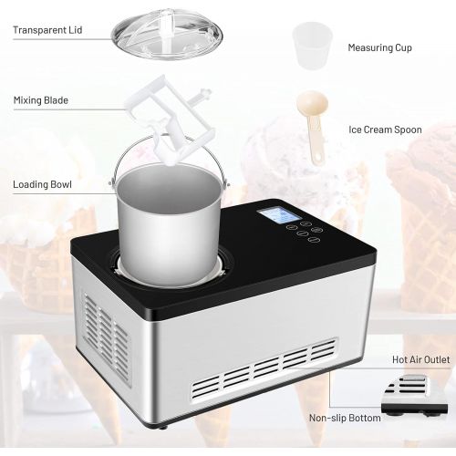 코스트웨이 [아마존베스트]Costway Ice Cream Maker, 2.1-Quart Automatic Ice Cream Machine with LCD Timer Control Stainless Steel Electric Countertop Large Fruit Yogurt Ice-cream Machine