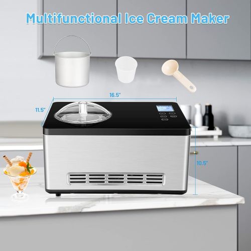 코스트웨이 [아마존베스트]Costway Ice Cream Maker, 2.1-Quart Automatic Ice Cream Machine with LCD Timer Control Stainless Steel Electric Countertop Large Fruit Yogurt Ice-cream Machine