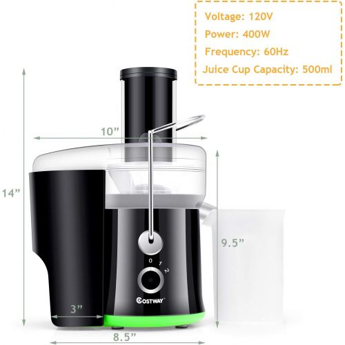코스트웨이 [아마존베스트]COSTWAY Juicer Machine, Centrifugal Juicer with 3-Inch Wide Mouth, BPA-Free Stainless Steel Juicer Maker with 2-Speed Control, High Speed Masticating Juicer Extractor for Fruits an
