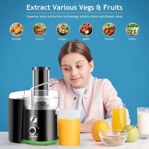 코스트웨이 [아마존베스트]COSTWAY Juicer Machine, Centrifugal Juicer with 3-Inch Wide Mouth, BPA-Free Stainless Steel Juicer Maker with 2-Speed Control, High Speed Masticating Juicer Extractor for Fruits an