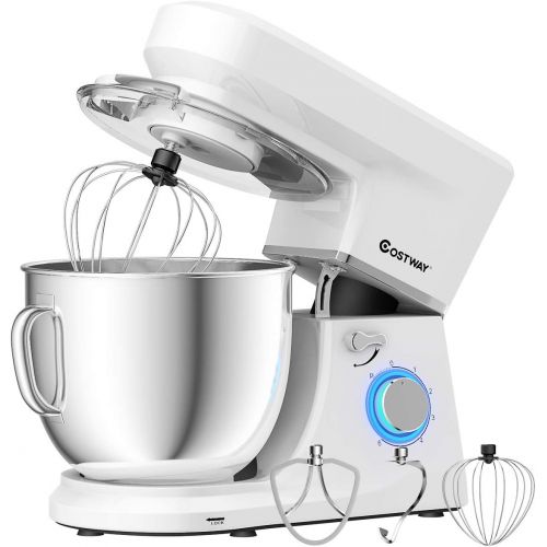 코스트웨이 [아마존베스트]COSTWAY Stand Mixer, 6-Speed 7.5 QT Tilt-head Electric Kitchen Food Mixer 660W with Stainless Steel Bowl, Dough Hook, Beater, Whisk