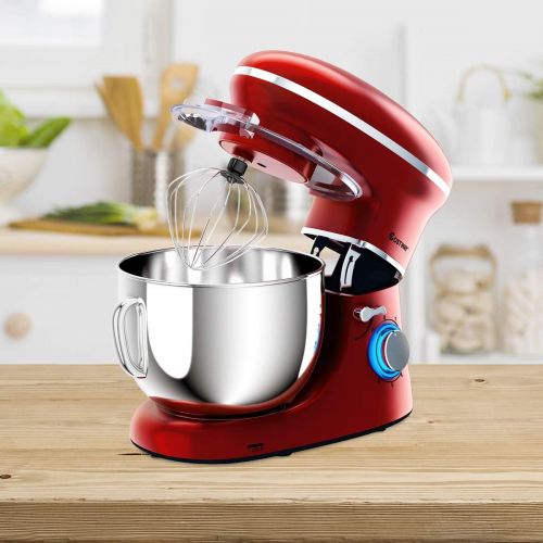 코스트웨이 [아마존베스트]COSTWAY Stand Mixer, 660W Electric Kitchen Food Mixer with 6-Speed Control, 6.3-Quart Stainless Steel Bowl, Dough Hook, Beater, Whisk (Red-update)