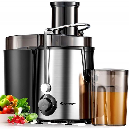 코스트웨이 COSTWAY Juicer Machines with 2.5inch Wide Mouth, 400W Masticating Juicer Extractor, Stainless Steel Centrifugal Juicer, Easy to Clean