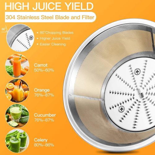 코스트웨이 COSTWAY Juicer Machines with 2.5inch Wide Mouth, 400W Masticating Juicer Extractor, Stainless Steel Centrifugal Juicer, Easy to Clean