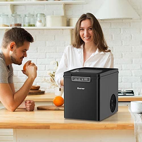 코스트웨이 [아마존베스트]COSTWAY Ice Maker Ice Maker Ice Maker with Ice Cube Scoop, 9 Ice Cubes in 8 Minutes, 12 kg in 24 Hours, 1.85 L Water Tank, 35 x 25 x 29.5 cm