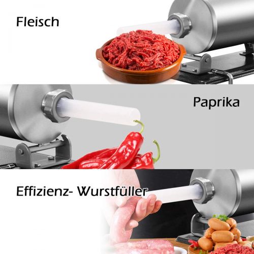 코스트웨이 [아마존베스트]COSTWAY 4.8 L Sausage Filler Manual Stainless Steel Sausage Filling Machine Silver Sausage Press with Table Clamp Sausage Syringe Includes 4 Filling Tubes