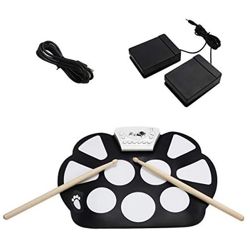 코스트웨이 [아마존베스트]COSTWAY 10 Pad Electronic Drum, E-drum, Roll-up Drum, Drum Set, Drum Kit, Foldable, Incl. 2 Foot Pedals and Sticks