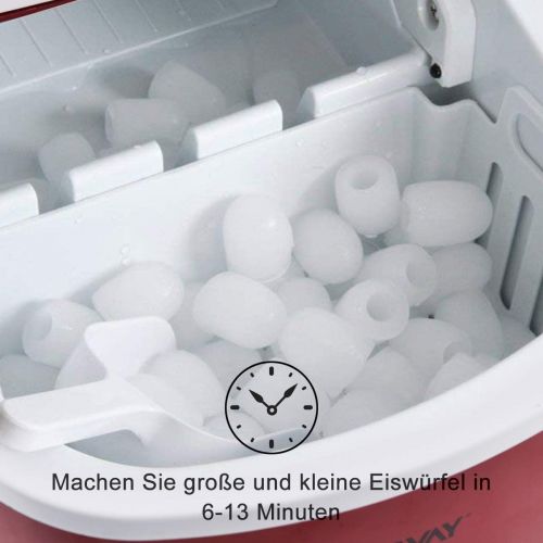 코스트웨이 [아마존베스트]Costway Ice Cube Machine, Ice Cube Maker Incl. Ice Cube Scoop, 2 Ice Cube Sizes, 12 kg In 24 Hours, Choice of Colours, red