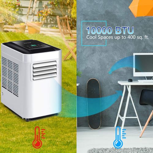 코스트웨이 COSTWAY 10,000 BTU Portable Air Conditioner Unit with Dehumidifier & Fan for Rooms up to 200 Sq. Ft. with Remote Control, LCD Display, and Casters